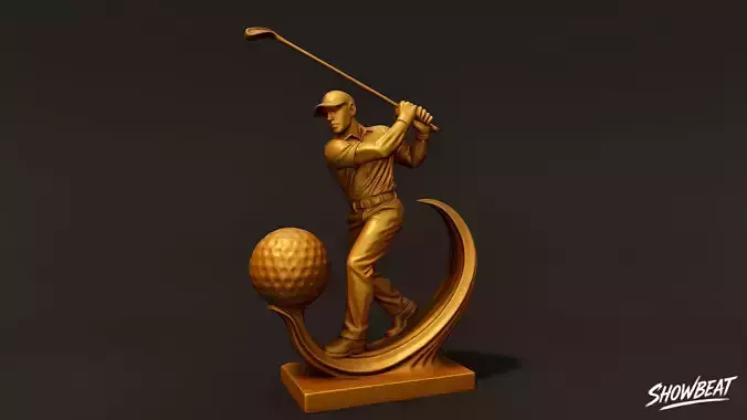 Golden Golf Statue