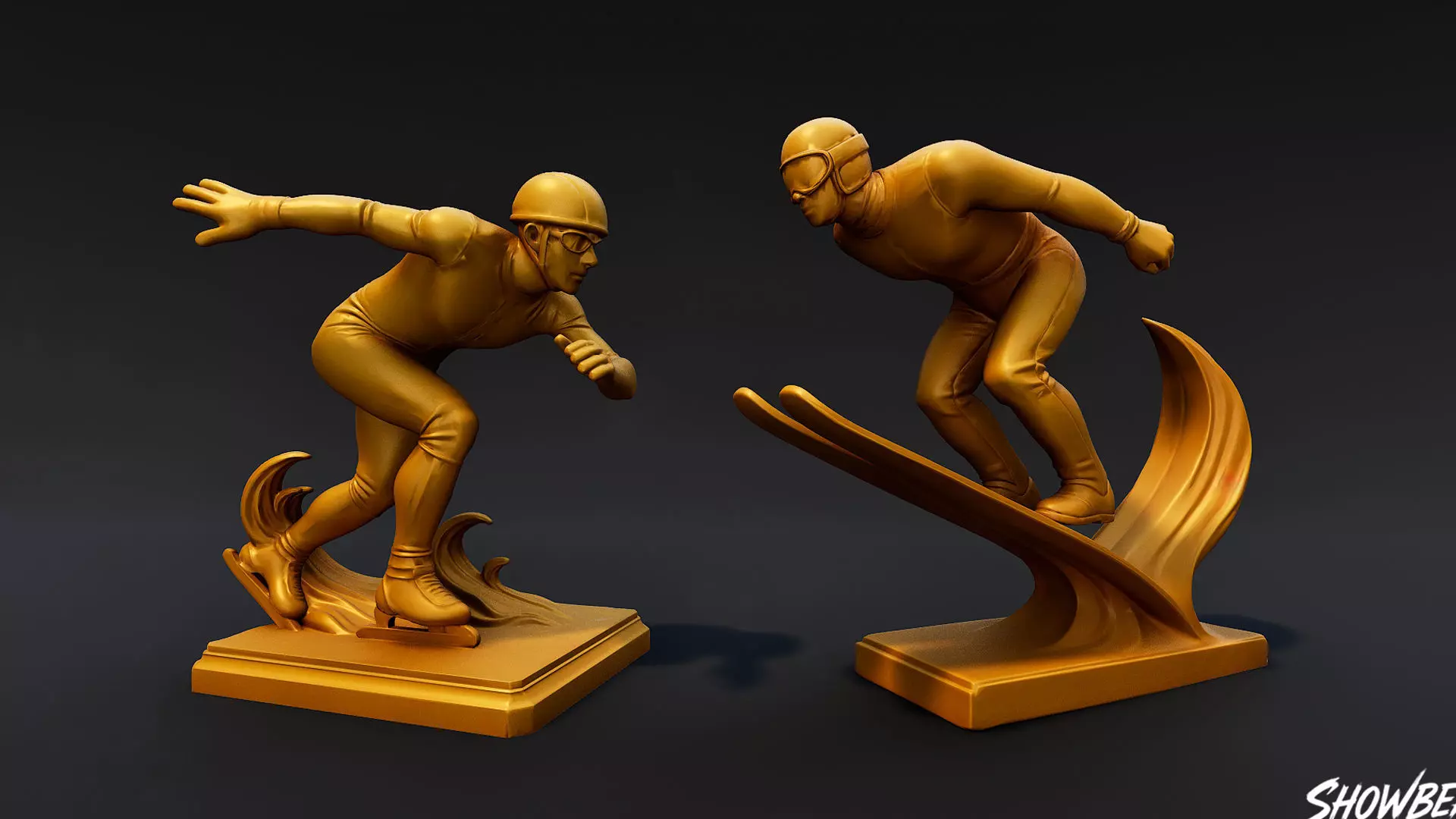 Golden Sports Statue Pack VOL2 Low-poly 3D model_16
