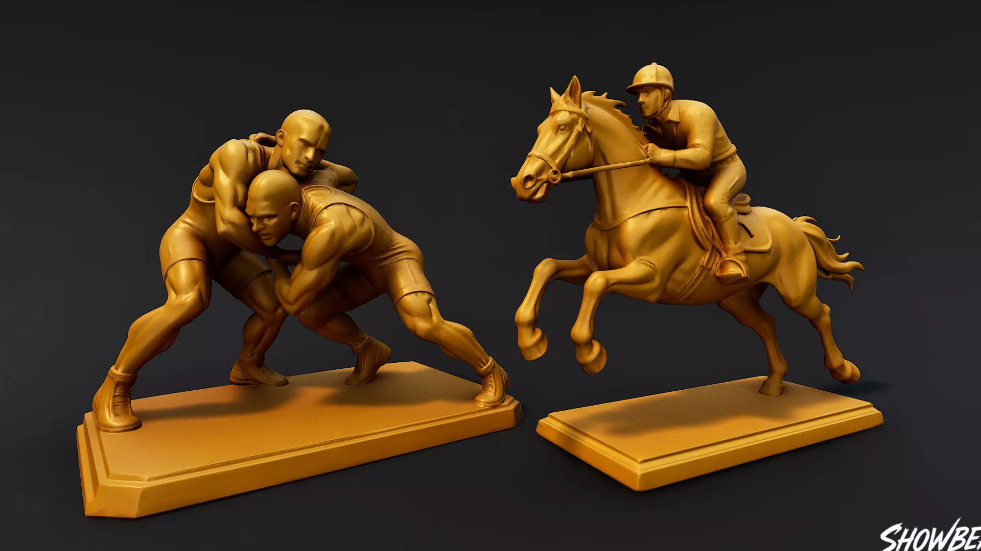Golden Sports Statue Pack VOL2 Low-poly 3D model_15