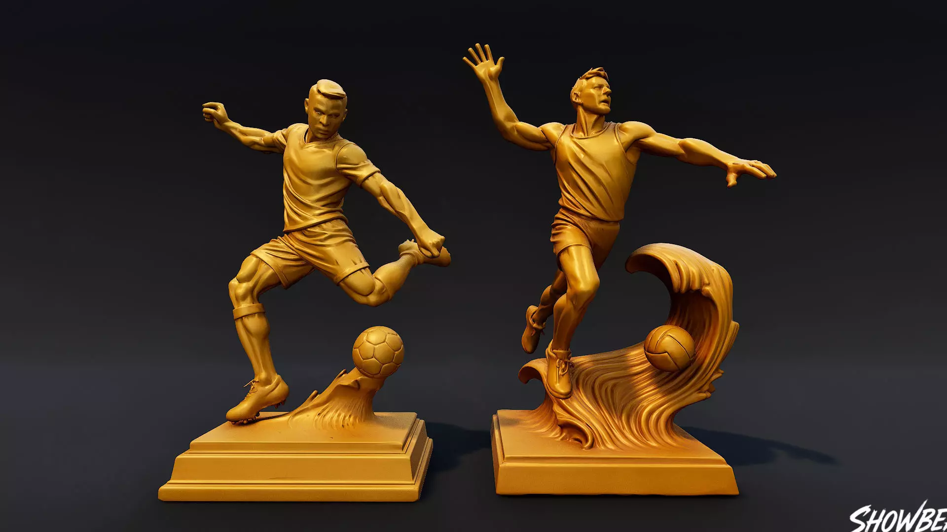 Golden Sports Statue Pack VOL2 Low-poly 3D model_13