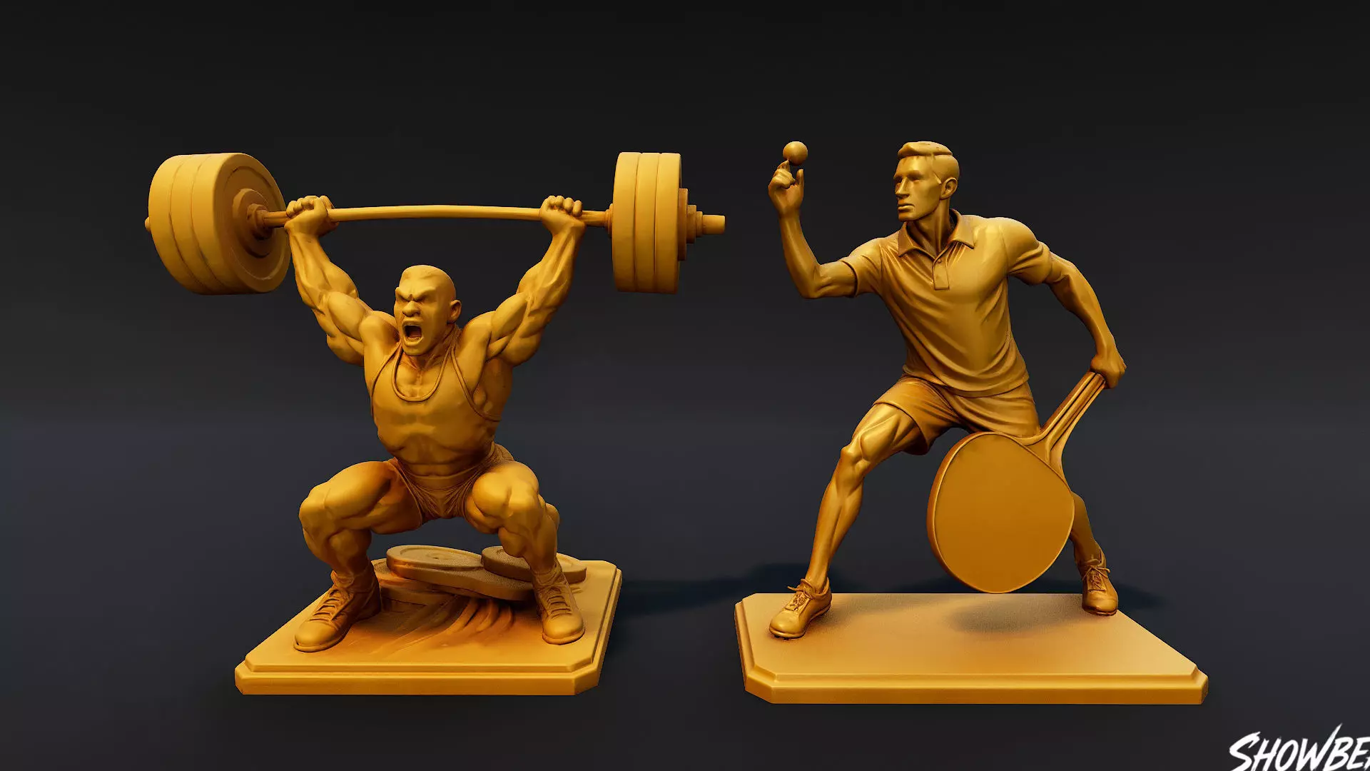 Golden Sports Statue Pack VOL2 Low-poly 3D model_17