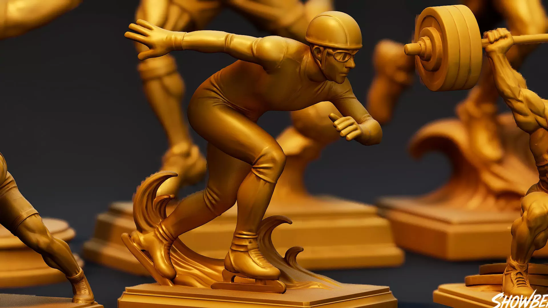 Golden Sports Statue Pack VOL2 Low-poly 3D model_10