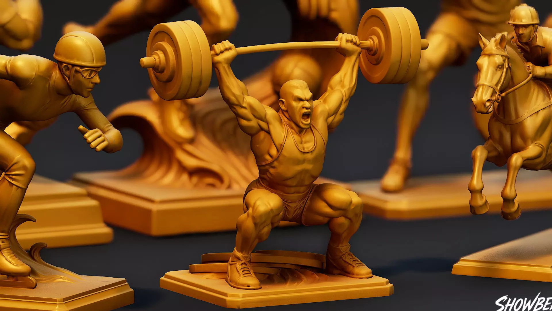 Golden Sports Statue Pack VOL2 Low-poly 3D model_6