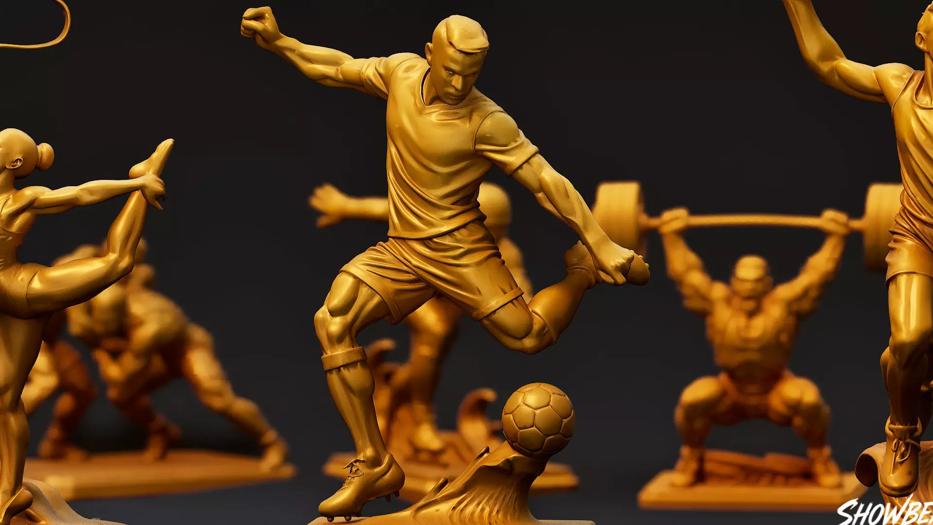 Golden Sports Statue Pack VOL2 Low-poly 3D model_4