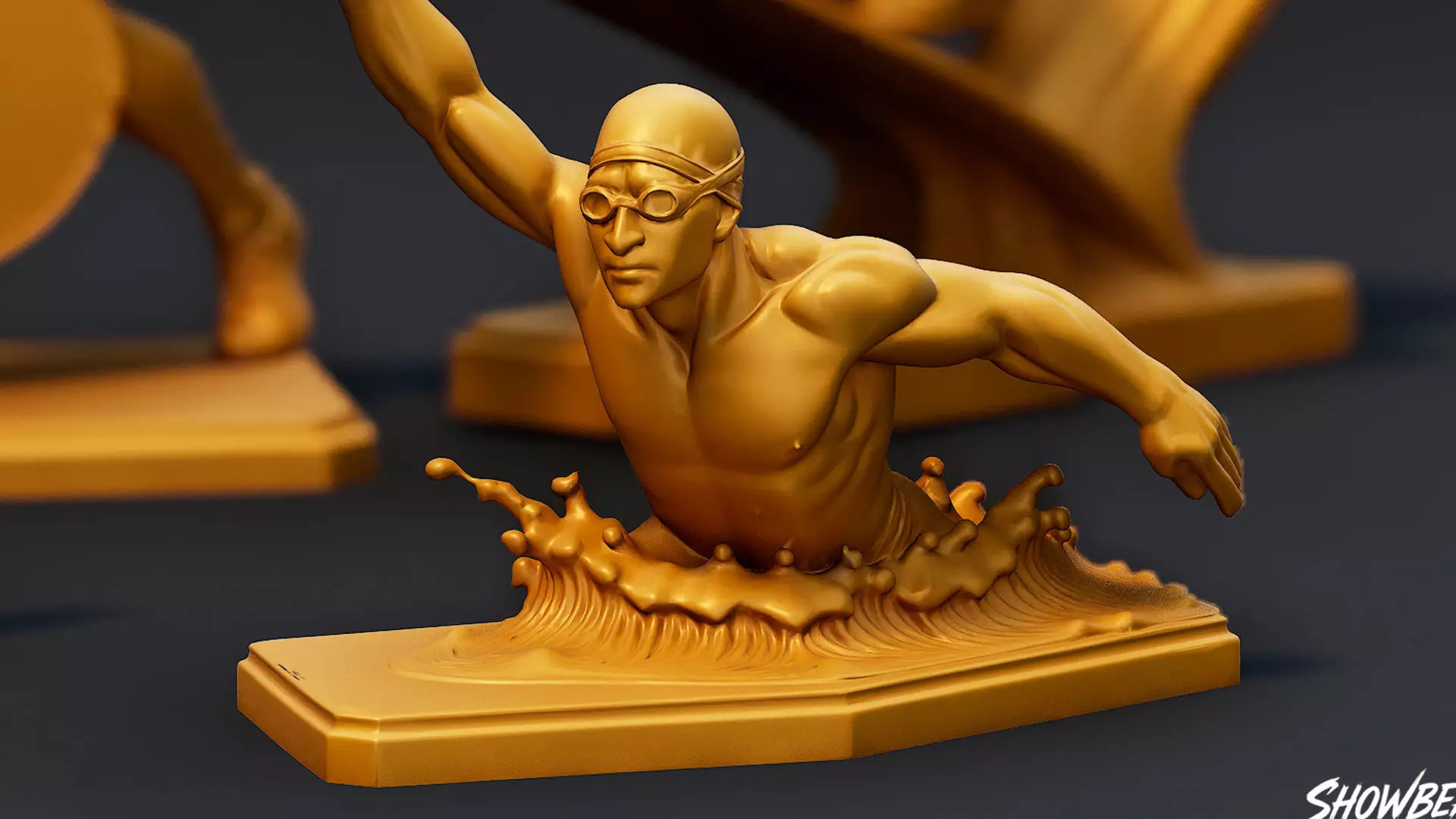 Golden Sports Statue Pack VOL2 Low-poly 3D model_12