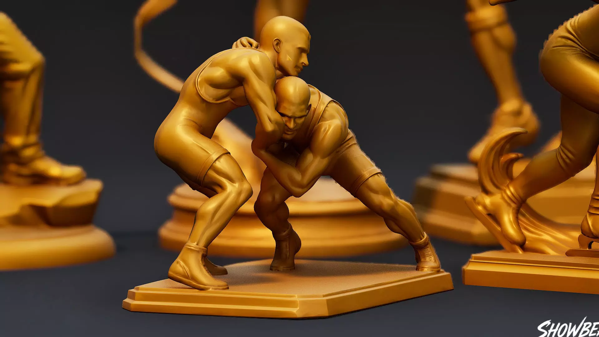 Golden Sports Statue Pack VOL2 Low-poly 3D model_9