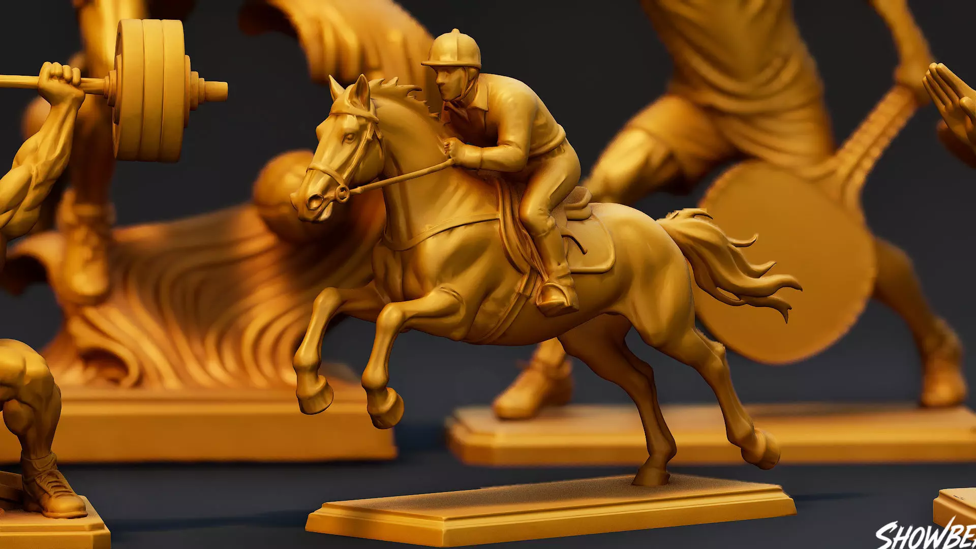 Golden Sports Statue Pack VOL2 Low-poly 3D model_11