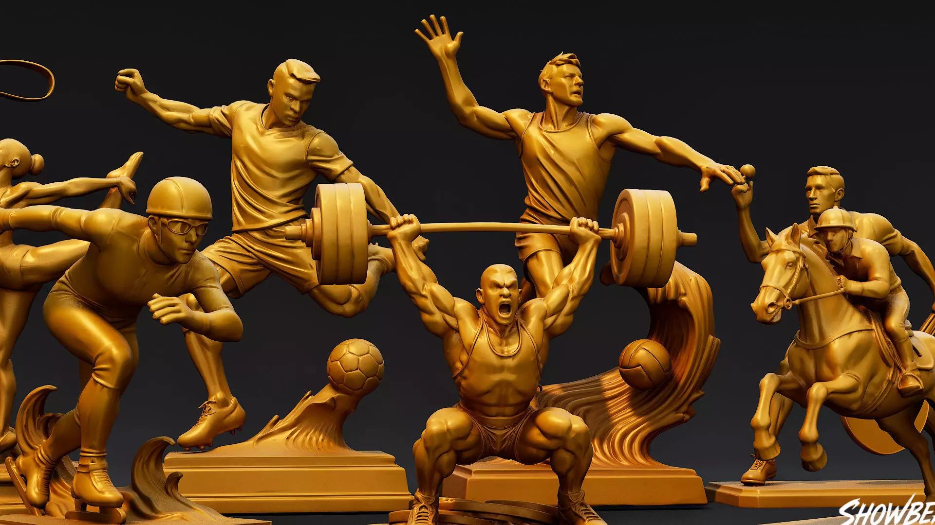 Golden Sports Statue Pack VOL2 Low-poly 3D model_8