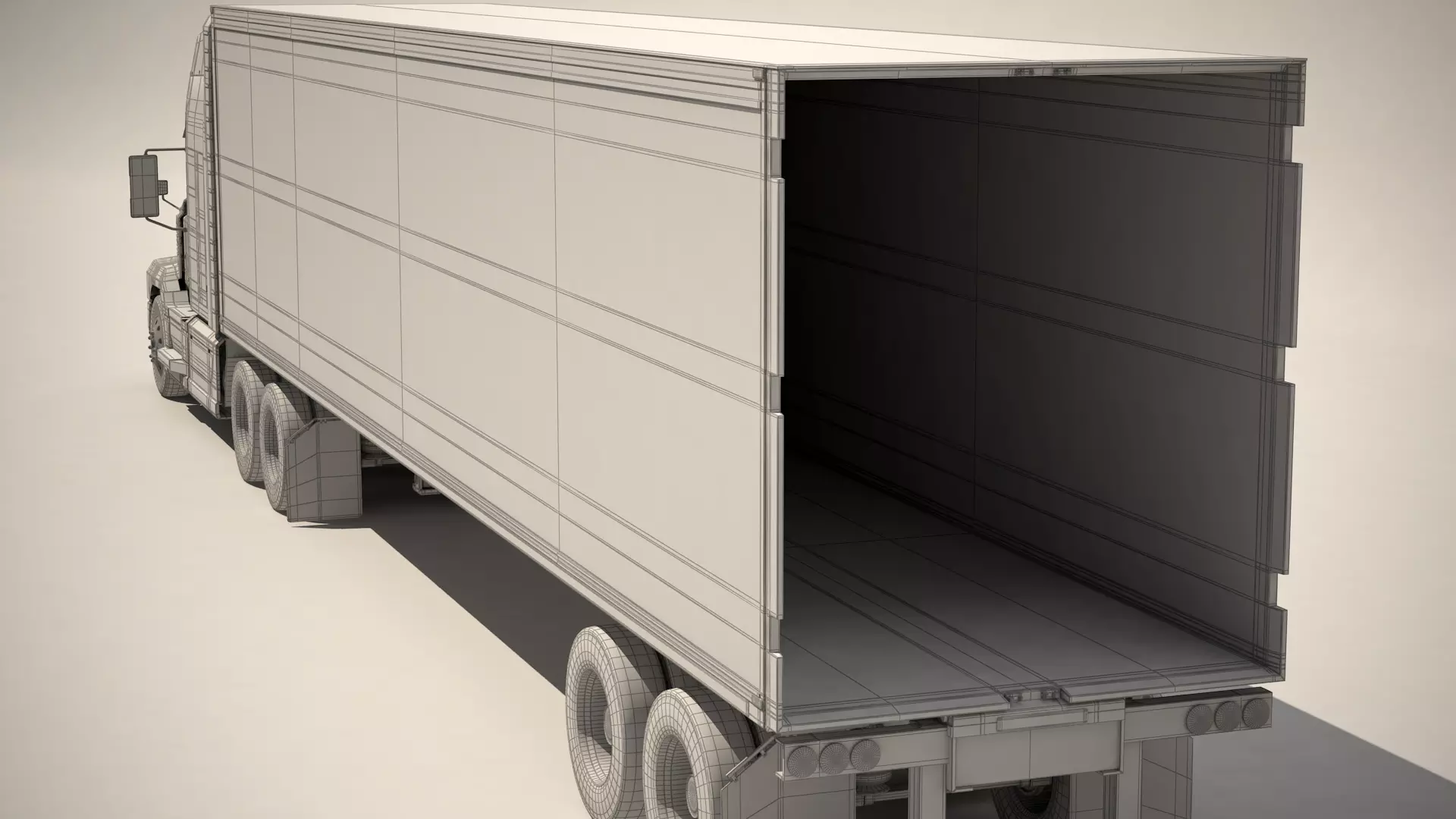 US Truck Box Trailer 3D model_14