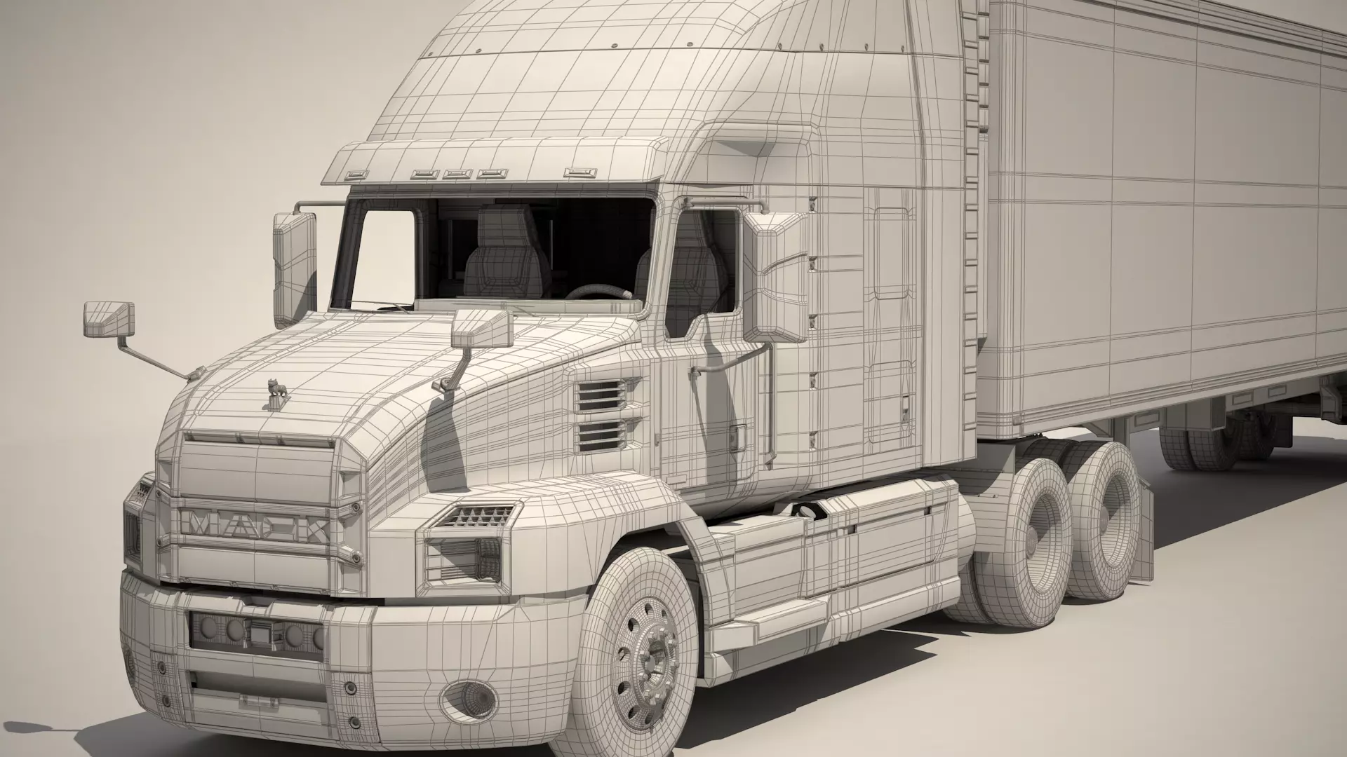 US Truck Box Trailer 3D model_15