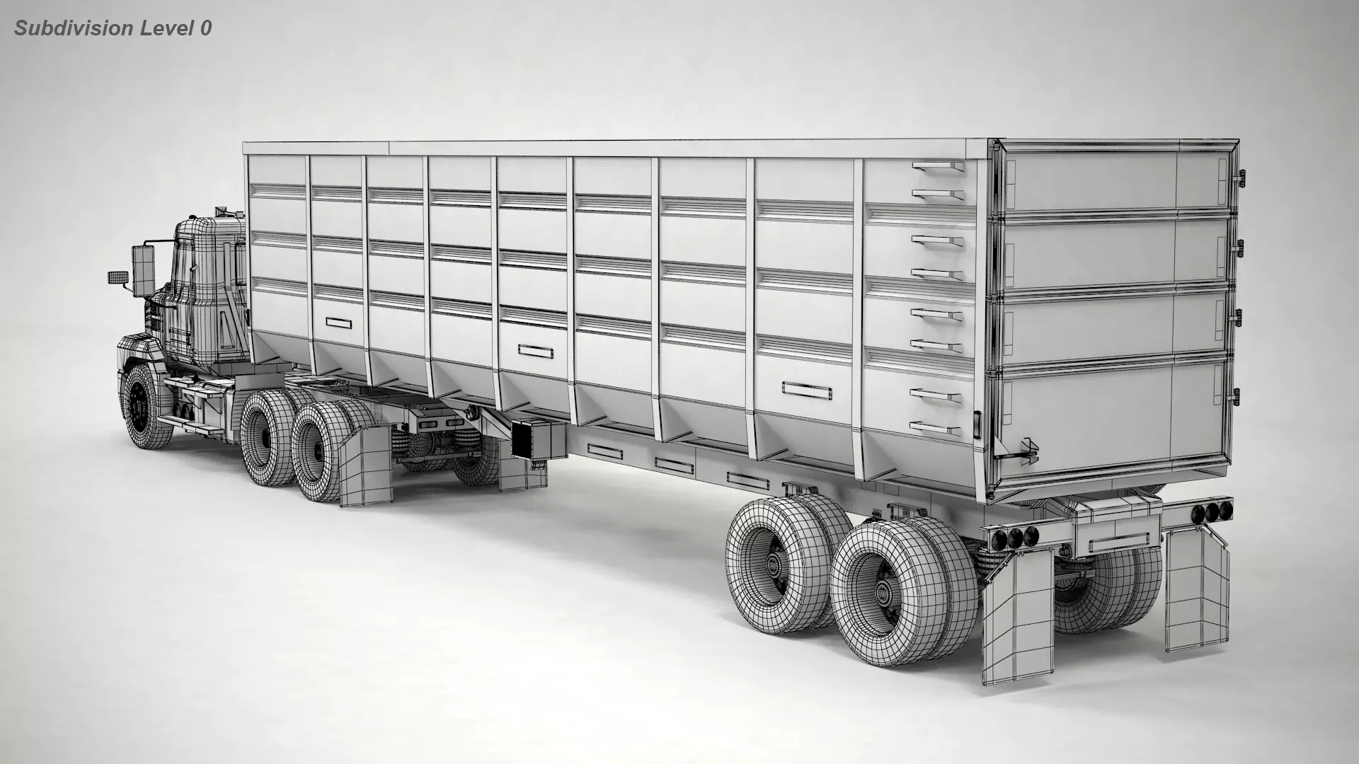 US Semitruck Gondola Trailer 3D model_9