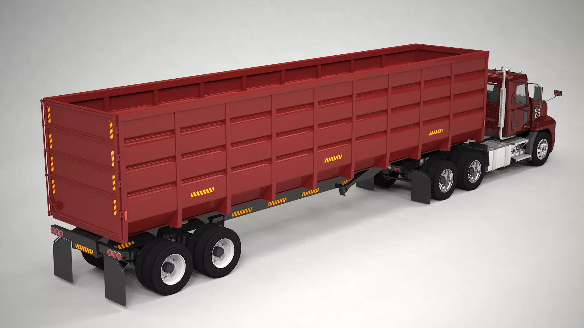 US Semitruck Gondola Trailer 3D model_5
