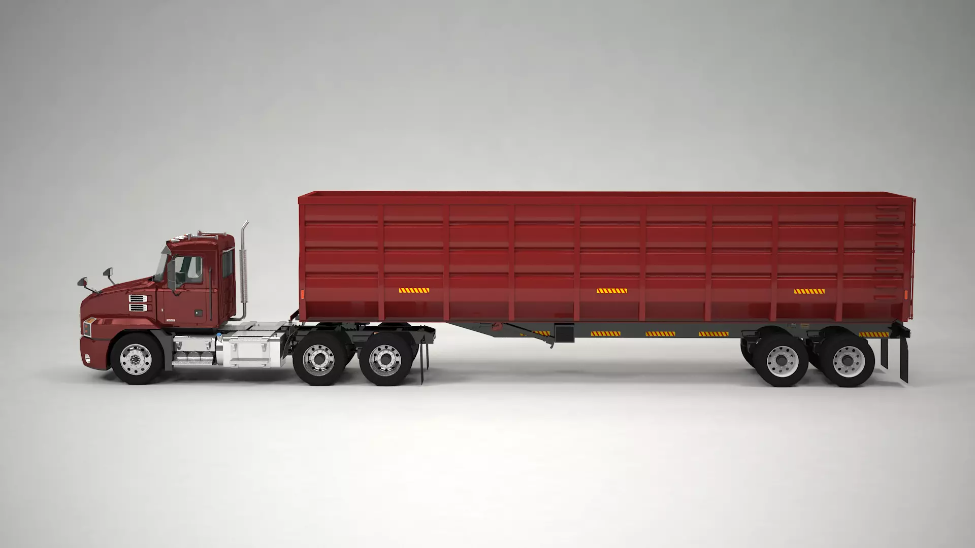 US Semitruck Gondola Trailer 3D model_0