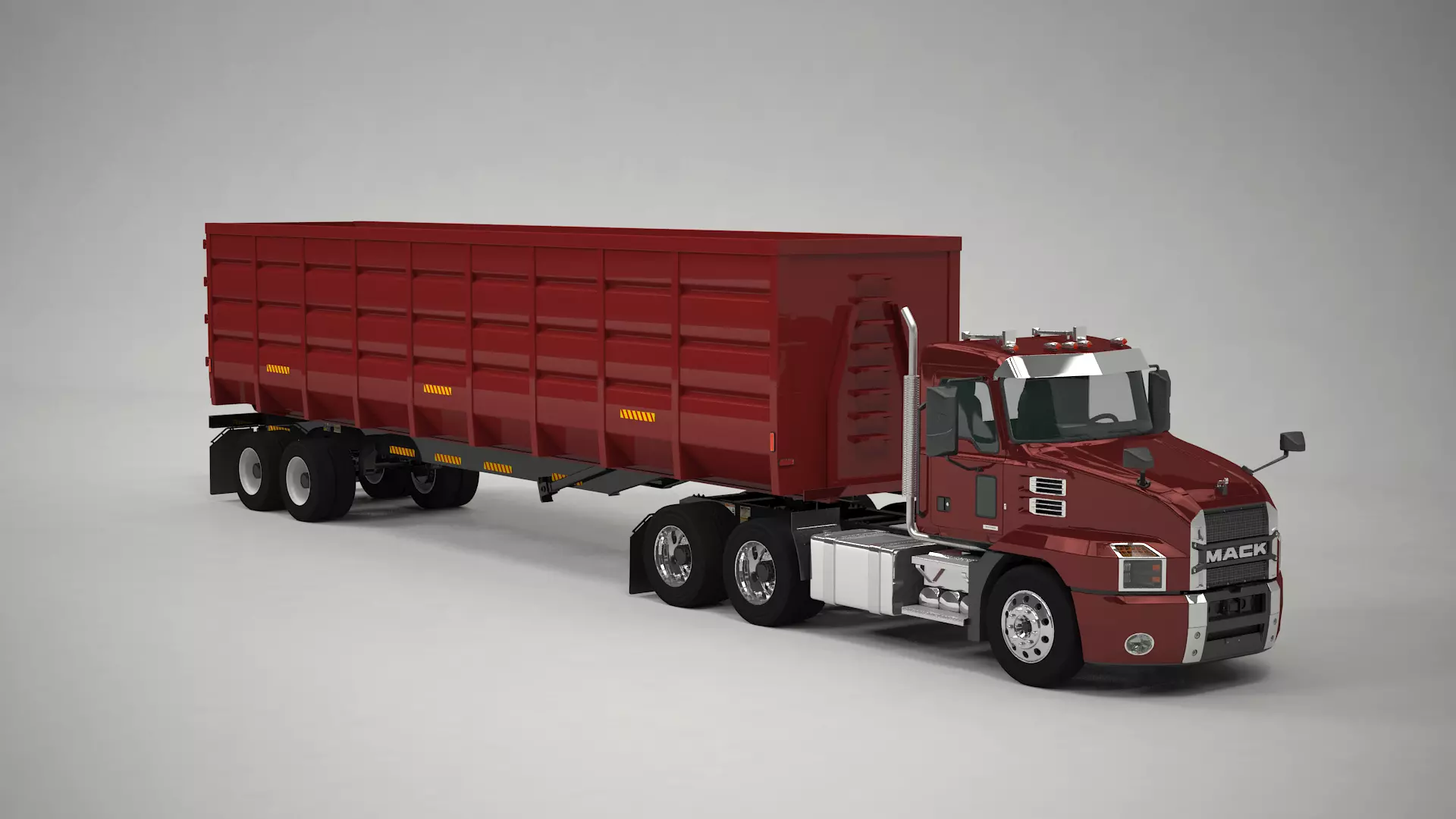 US Semitruck Gondola Trailer 3D model_3