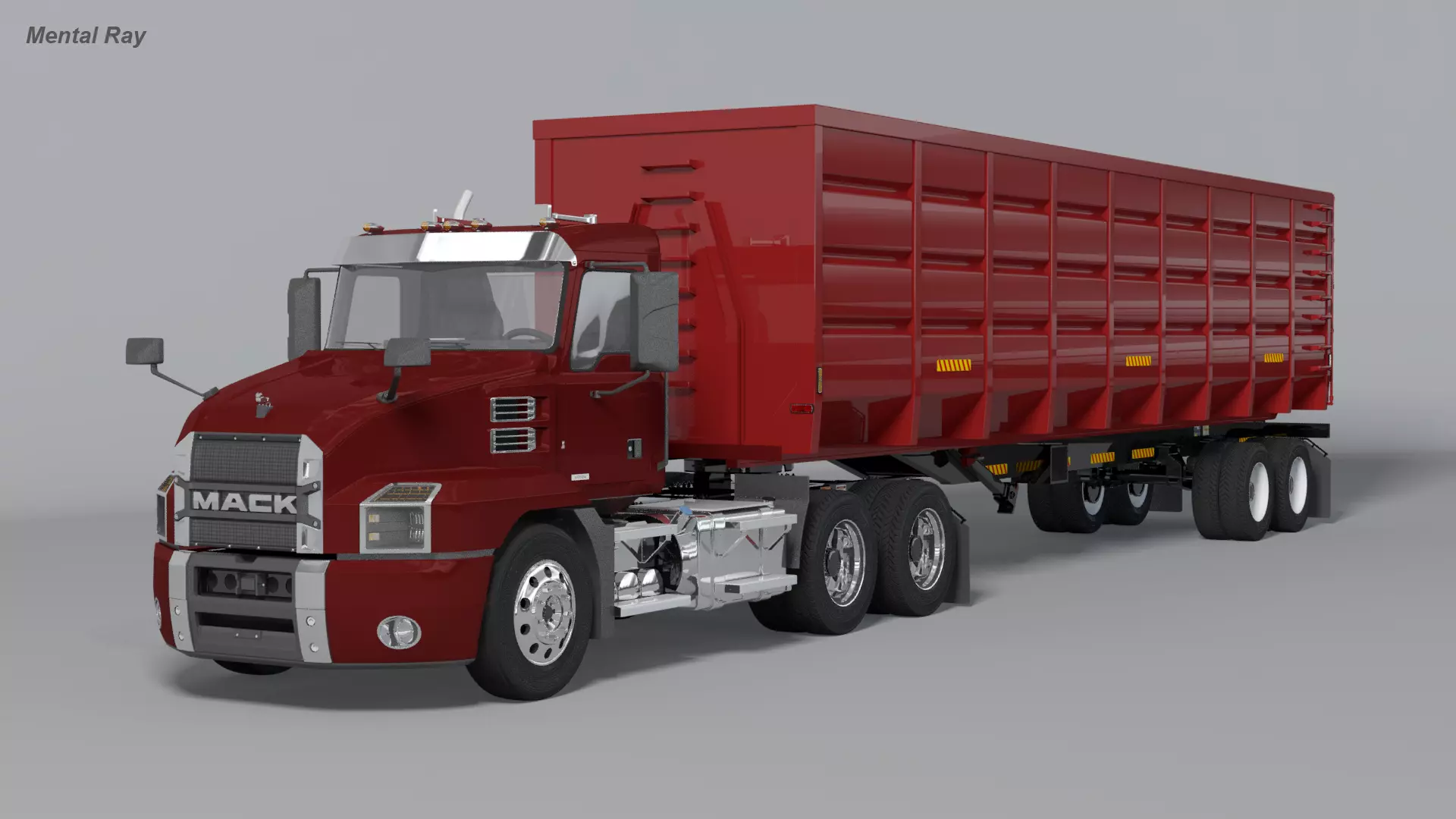 US Semitruck Gondola Trailer 3D model_6