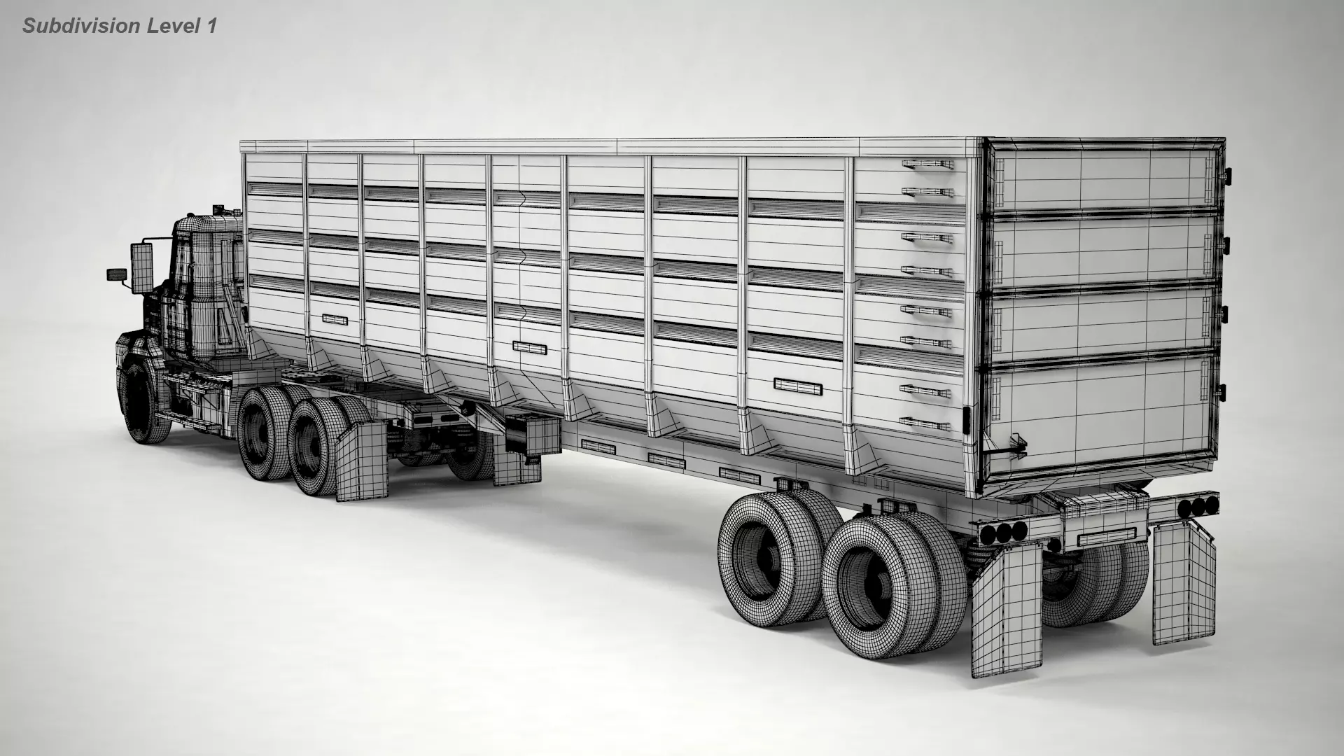 US Semitruck Gondola Trailer 3D model_10