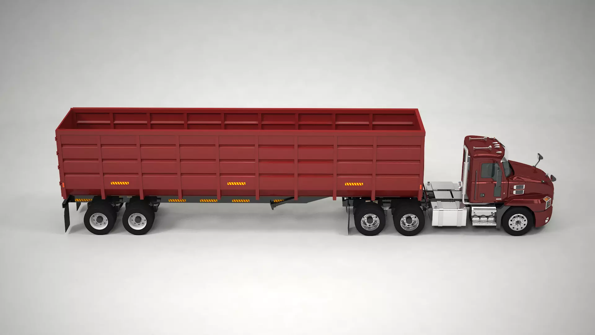 US Semitruck Gondola Trailer 3D model_4