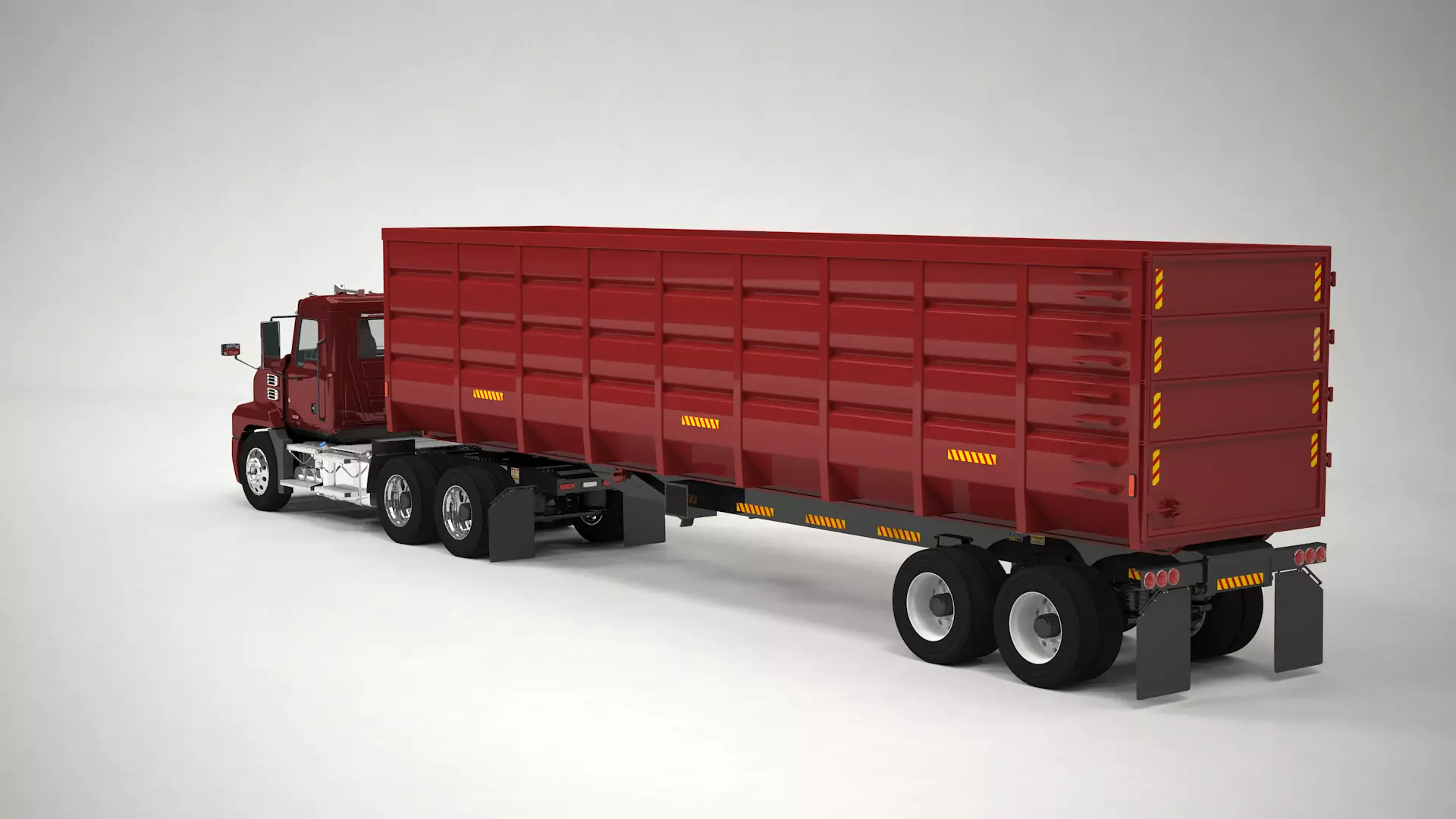 US Semitruck Gondola Trailer 3D model_2