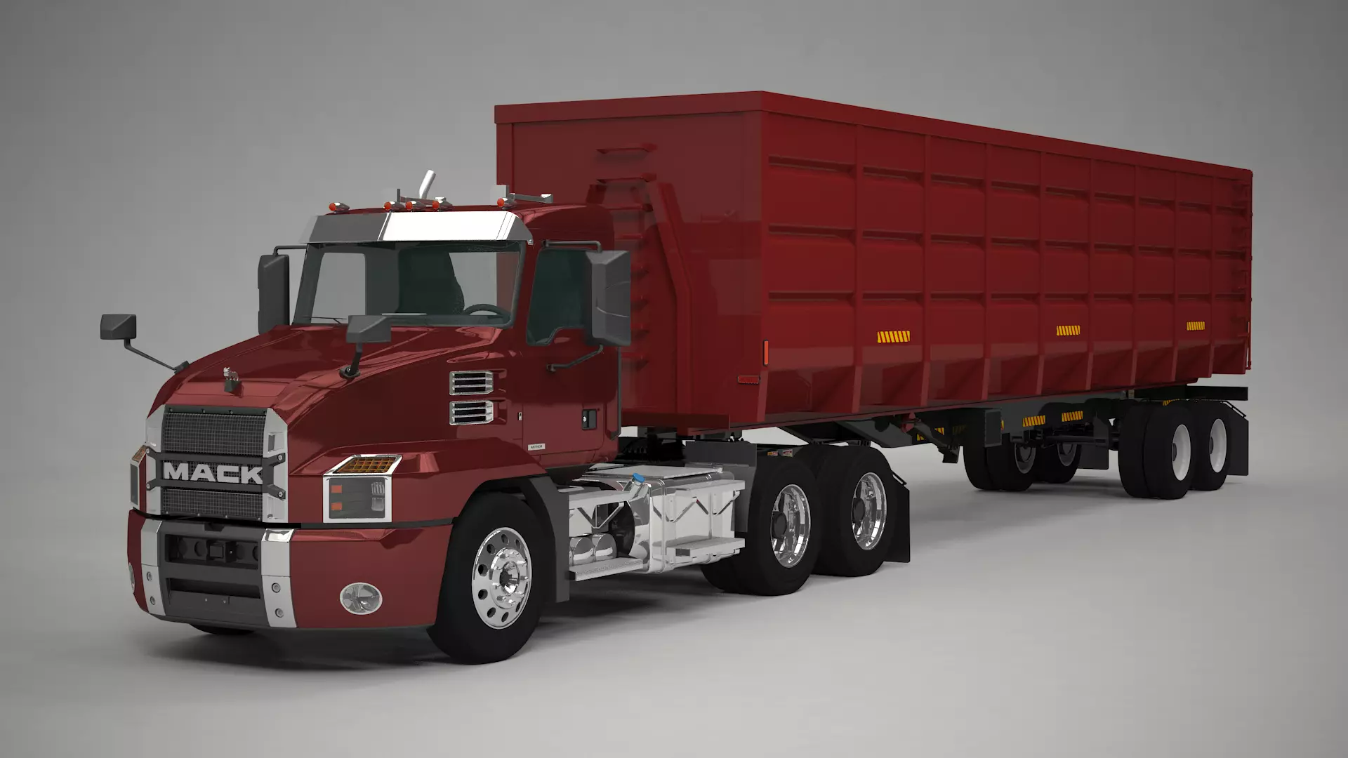 US Semitruck Gondola Trailer 3D model_1