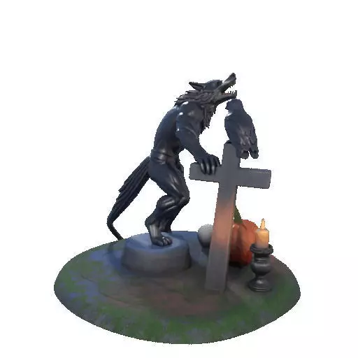 2860 COLOR Werewolf Howling with Skull 3D Model 3D print model_21