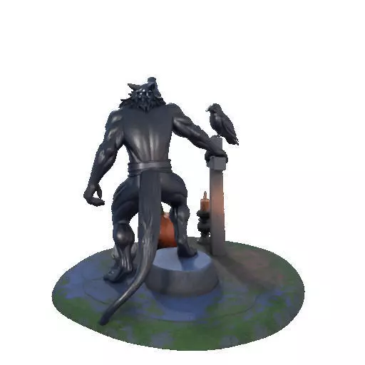 2860 COLOR Werewolf Howling with Skull 3D Model 3D print model_30