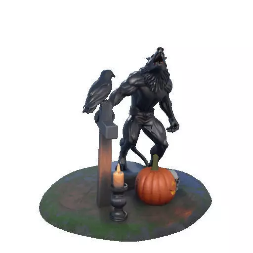 2860 COLOR Werewolf Howling with Skull 3D Model 3D print model_16