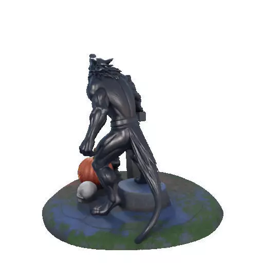 2860 COLOR Werewolf Howling with Skull 3D Model 3D print model_33