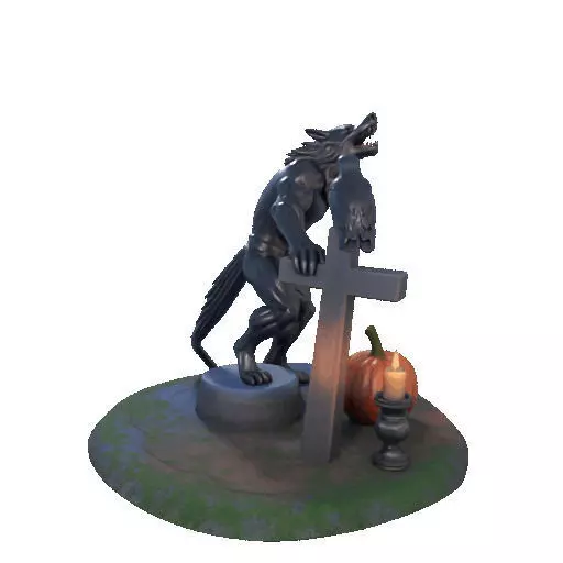 2860 COLOR Werewolf Howling with Skull 3D Model 3D print model_20