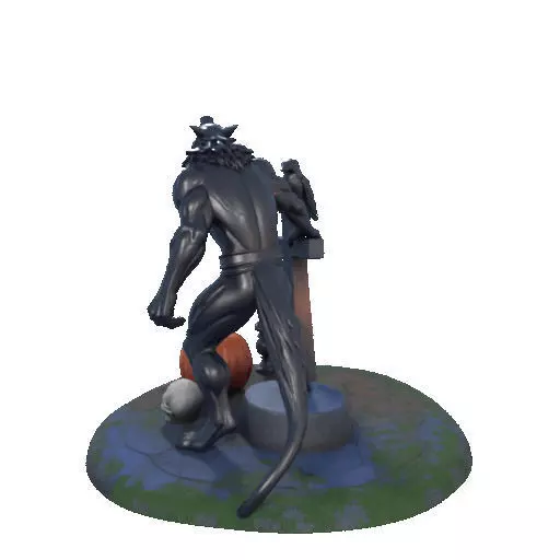 2860 COLOR Werewolf Howling with Skull 3D Model 3D print model_32