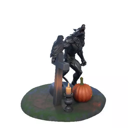 2860 COLOR Werewolf Howling with Skull 3D Model 3D print model_17