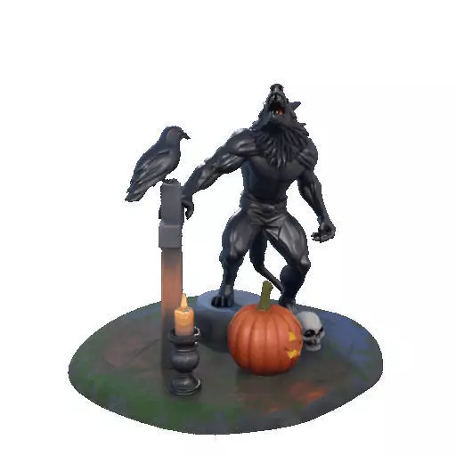 2860 COLOR Werewolf Howling with Skull 3D Model 3D print model_15