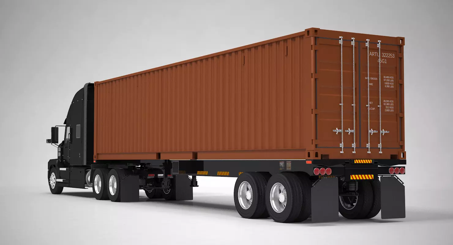 US Semi-Trailer Container Trailer 3D model_2