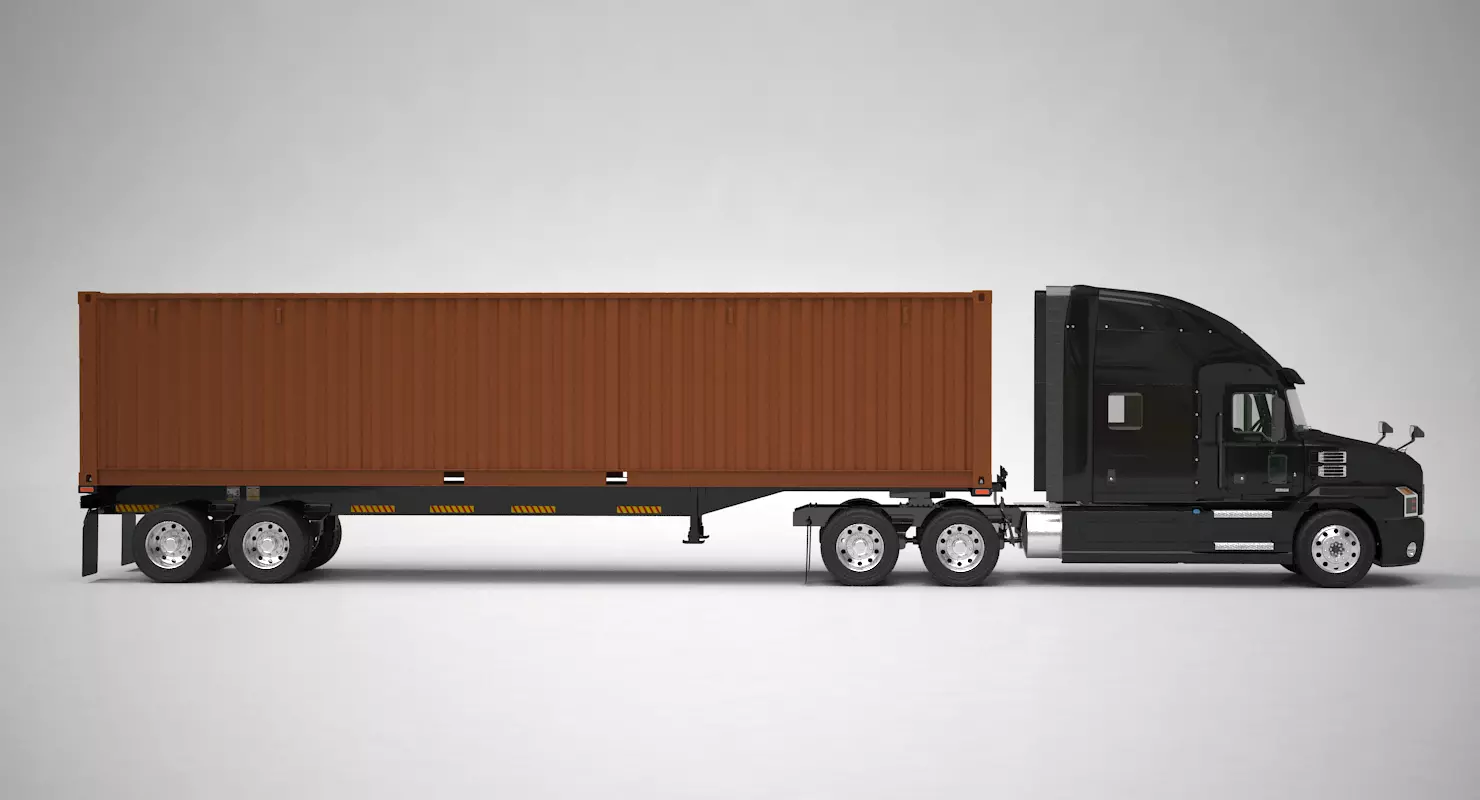 US Semi-Trailer Container Trailer 3D model_0