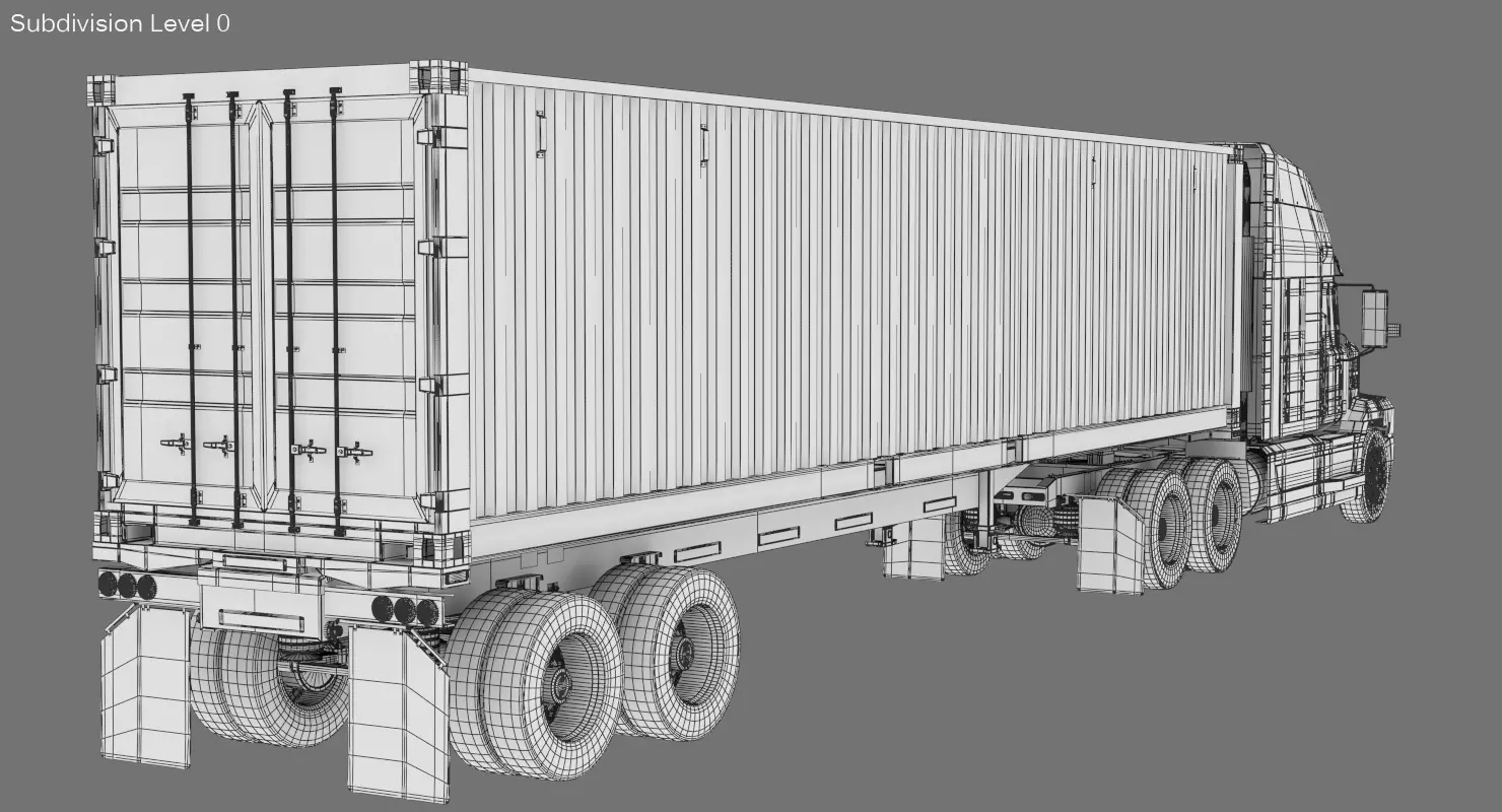 US Semi-Trailer Container Trailer 3D model_11