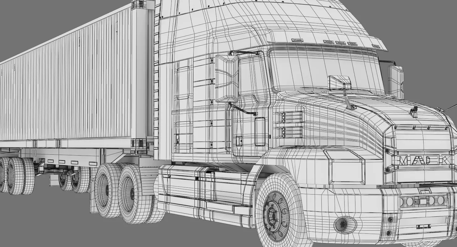US Semi-Trailer Container Trailer 3D model_14