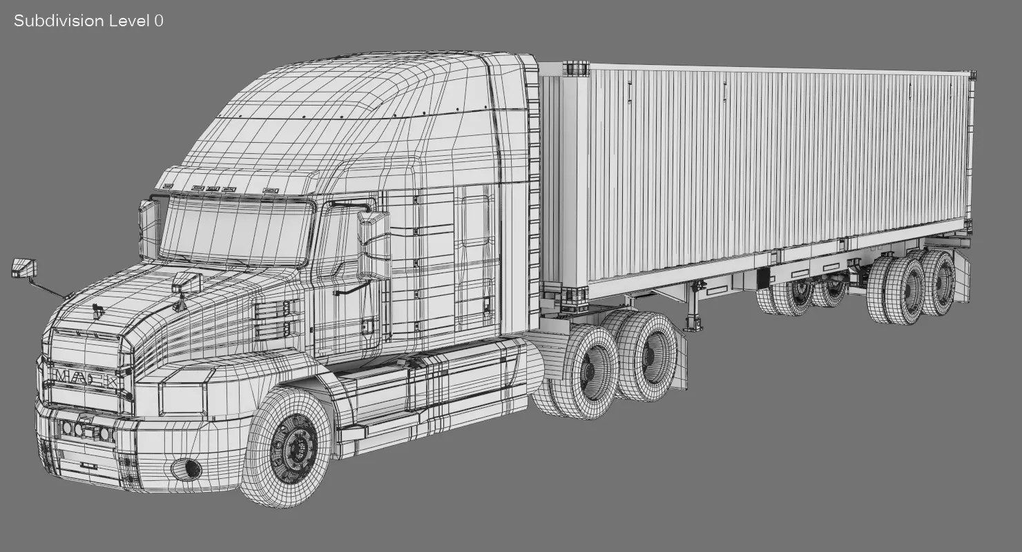 US Semi-Trailer Container Trailer 3D model_9