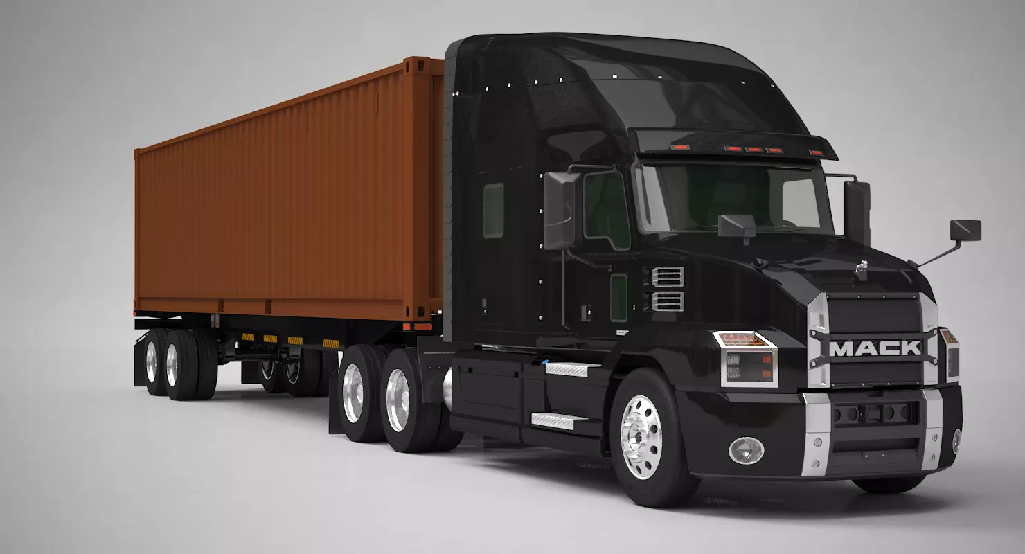 US Semi-Trailer Container Trailer 3D model_4