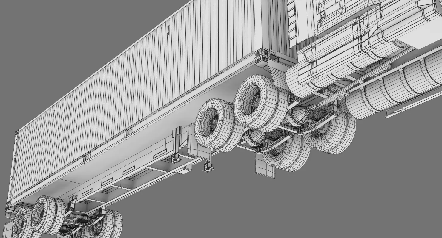 US Semi-Trailer Container Trailer 3D model_13