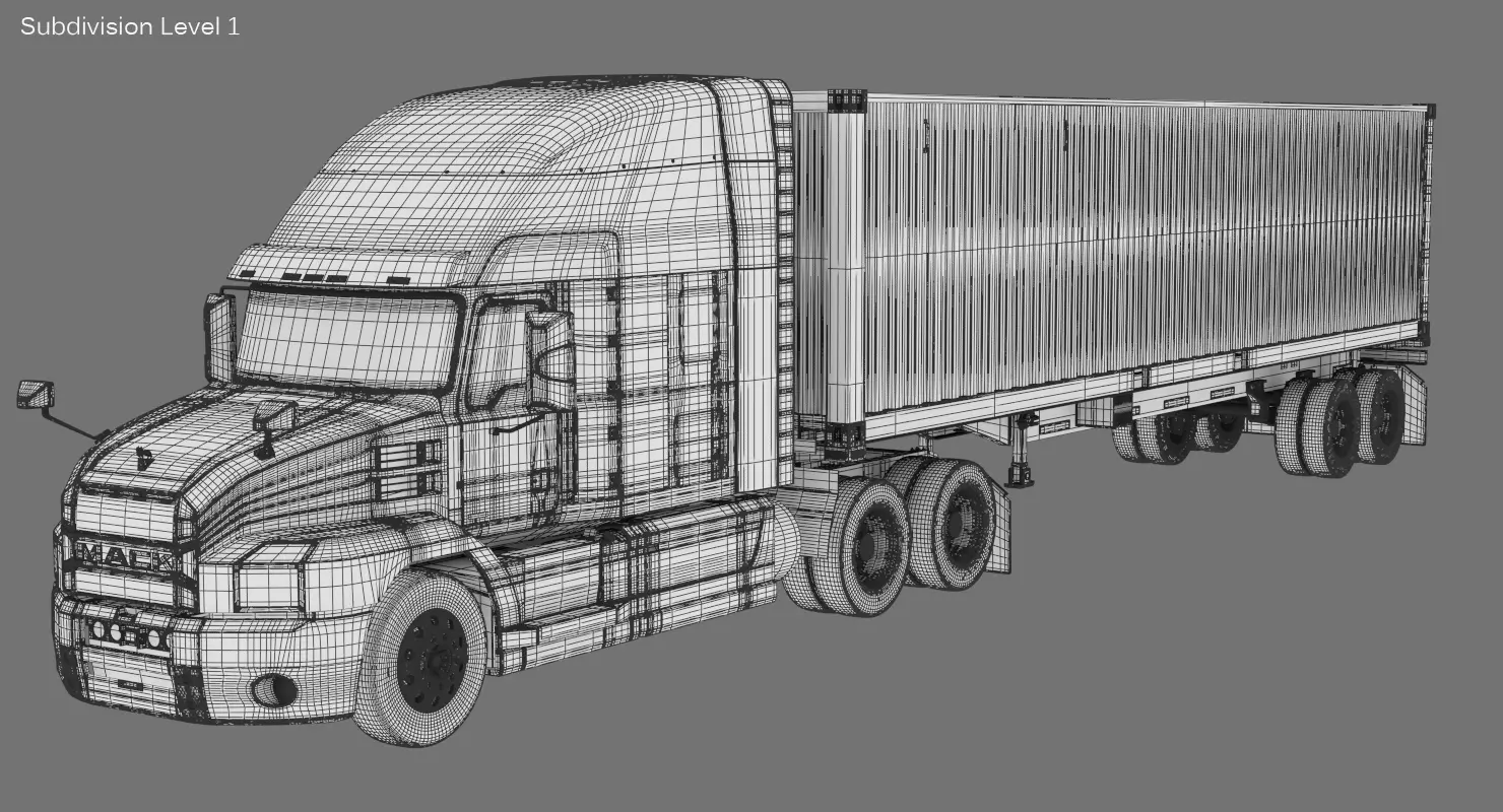 US Semi-Trailer Container Trailer 3D model_10