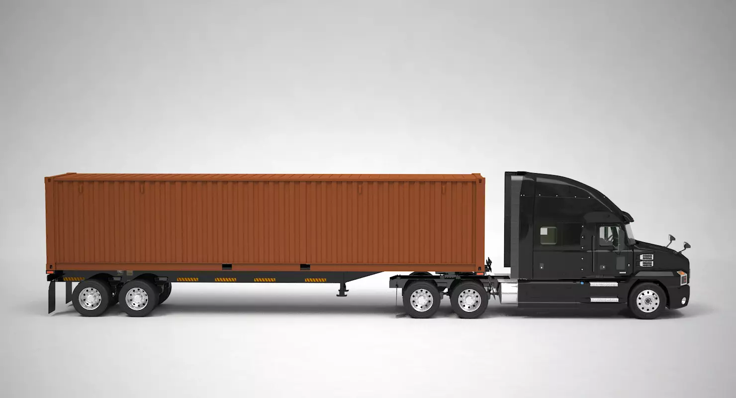 US Semi-Trailer Container Trailer 3D model_6