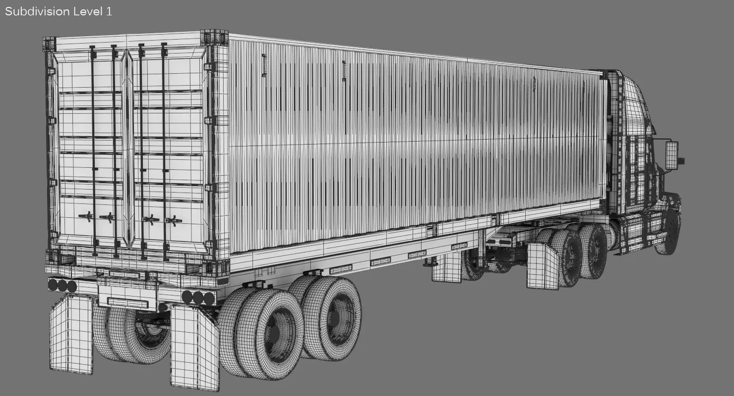 US Semi-Trailer Container Trailer 3D model_12