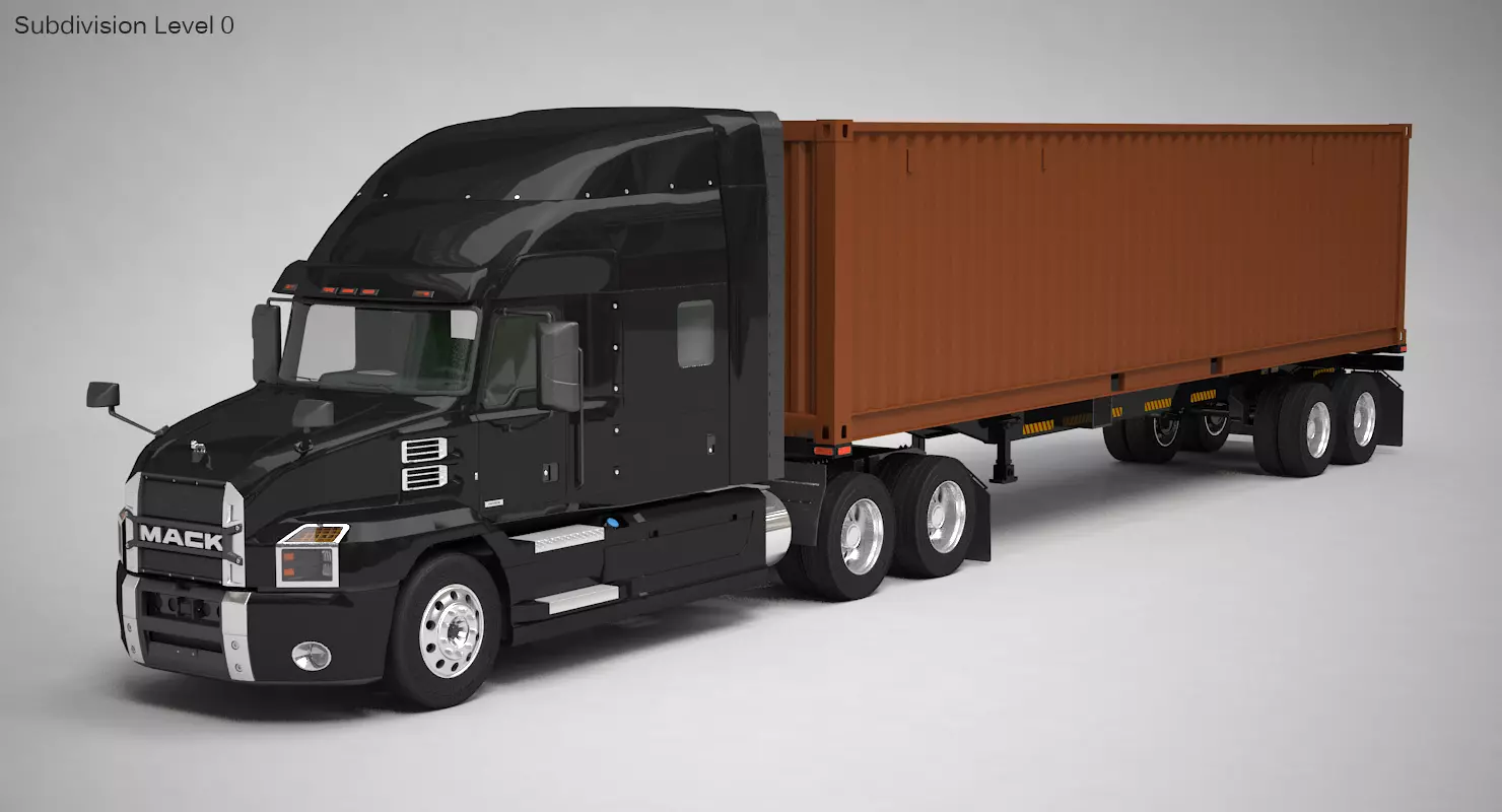 US Semi-Trailer Container Trailer 3D model_8