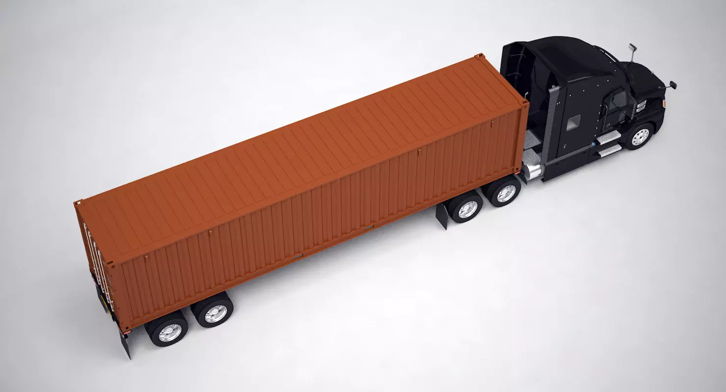 US Semi-Trailer Container Trailer 3D model_5