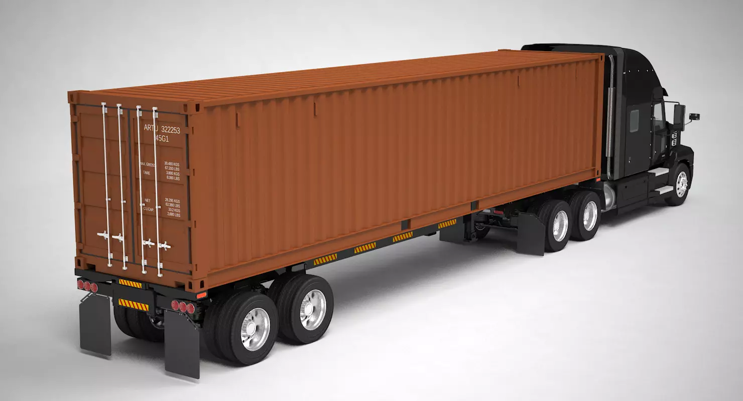 US Semi-Trailer Container Trailer 3D model_3