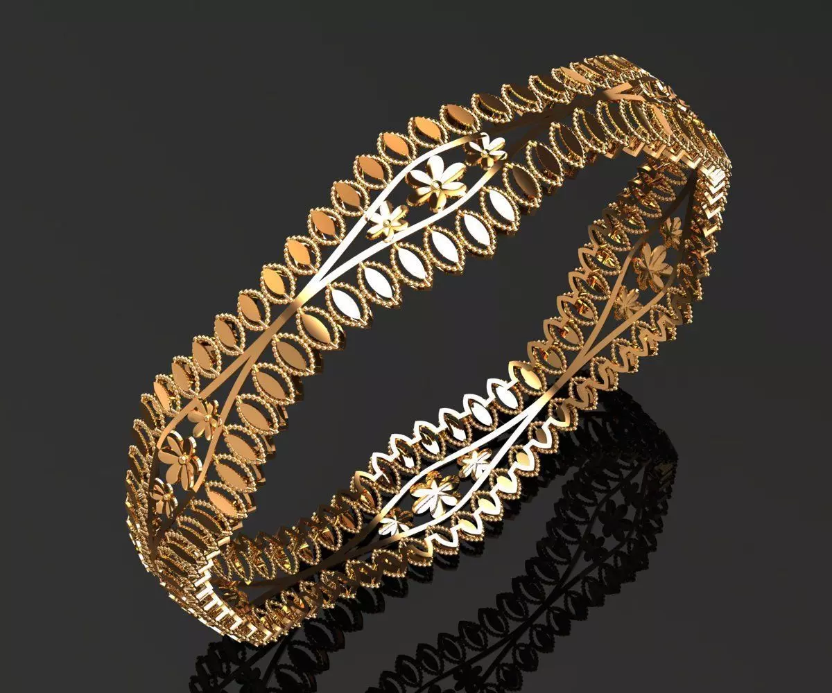 1189 Leaf Loom Elegance Bangle 12gm 3D print model_0