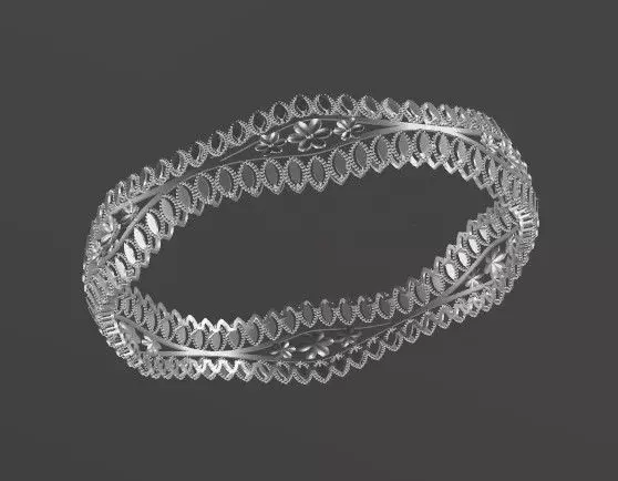 1189 Leaf Loom Elegance Bangle 12gm 3D print model_3