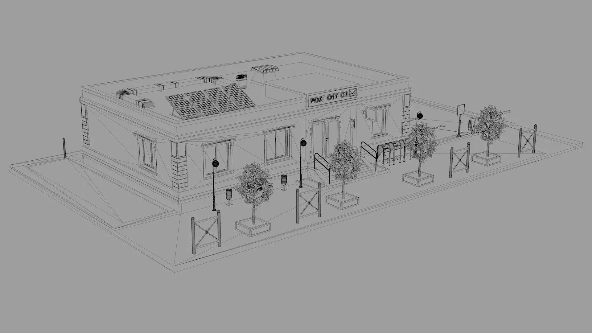 Post Office Low-poly 3D model_11