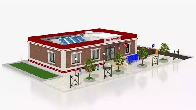 Post Office Low-poly 3D model 4