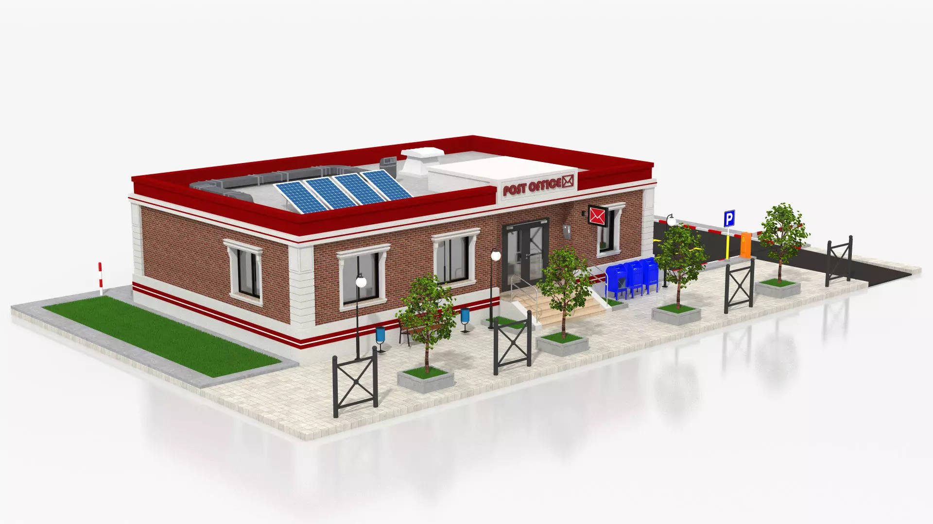 Post Office Low-poly 3D model_3
