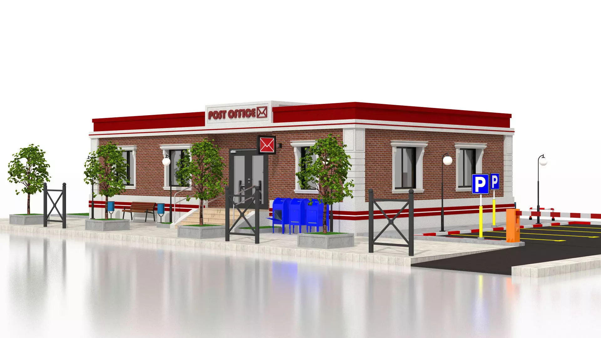 Post Office Low-poly 3D model_10
